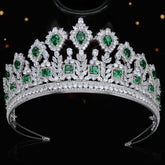 Crystals Emerald Green Quinceanera Crowns Rhinestone Wedding Crowns